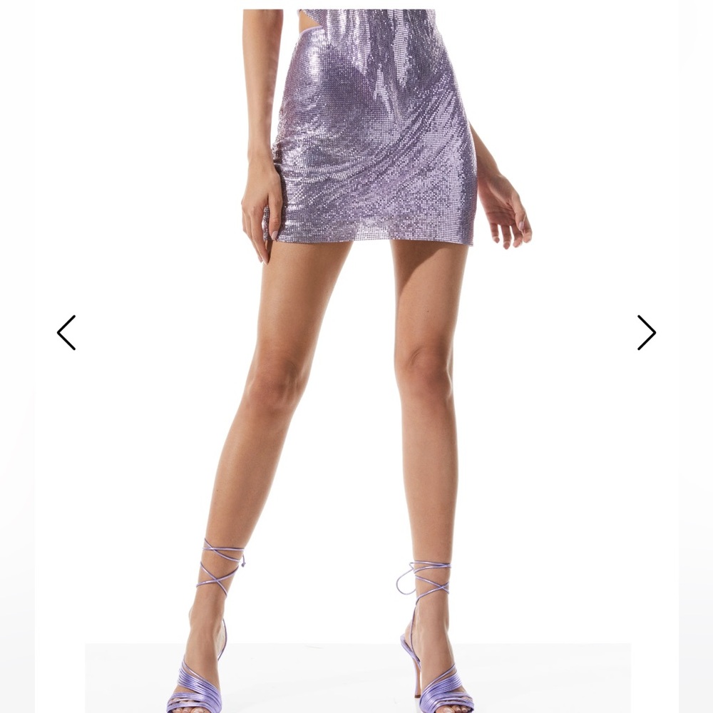 Alice + Olivia Elana Aluminum Chainmail Miniskirt Lavender 2